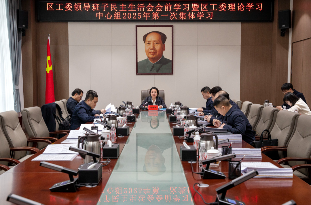楊健桃主持區(qū)工委領(lǐng)導(dǎo)班子民主生活會會前學(xué)習(xí)暨區(qū)工委理論學(xué)習(xí)中心組2025年第一次集體學(xué)習(xí)