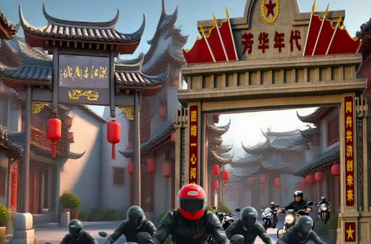 铁骑集结秀 潮驾古商城